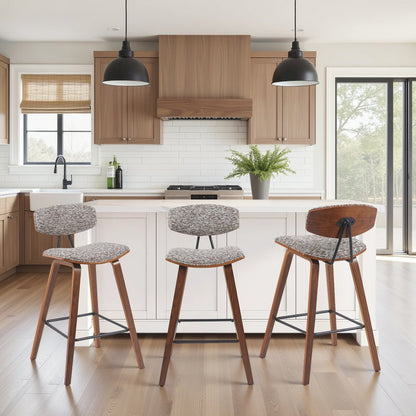 Swivel Counter Height Bar Stool with Speckled Brown Upholstered Seat