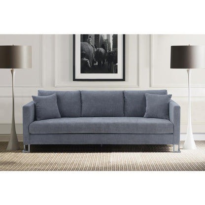 Heritage Gray Fabric Upholstered Sofa with Brushed Stainless Steel Legs