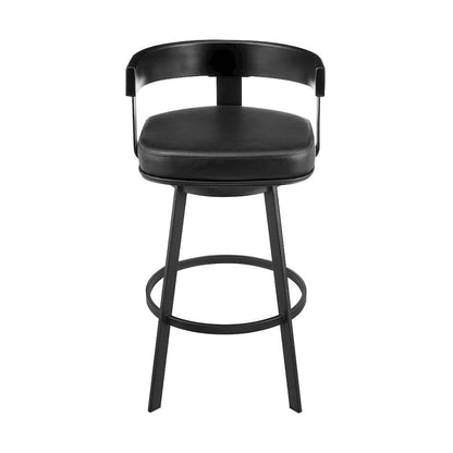 30" Swivel Bar Stool in Black Iron with Black Walnut Finish