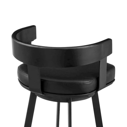 30" Swivel Bar Stool in Black Iron with Black Walnut Finish