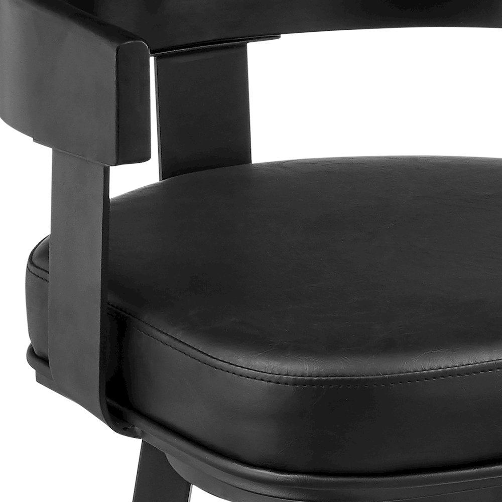 30" Swivel Bar Stool in Black Iron with Black Walnut Finish