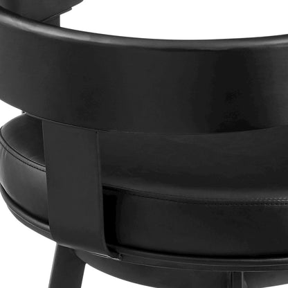 30" Swivel Bar Stool in Black Iron with Black Walnut Finish