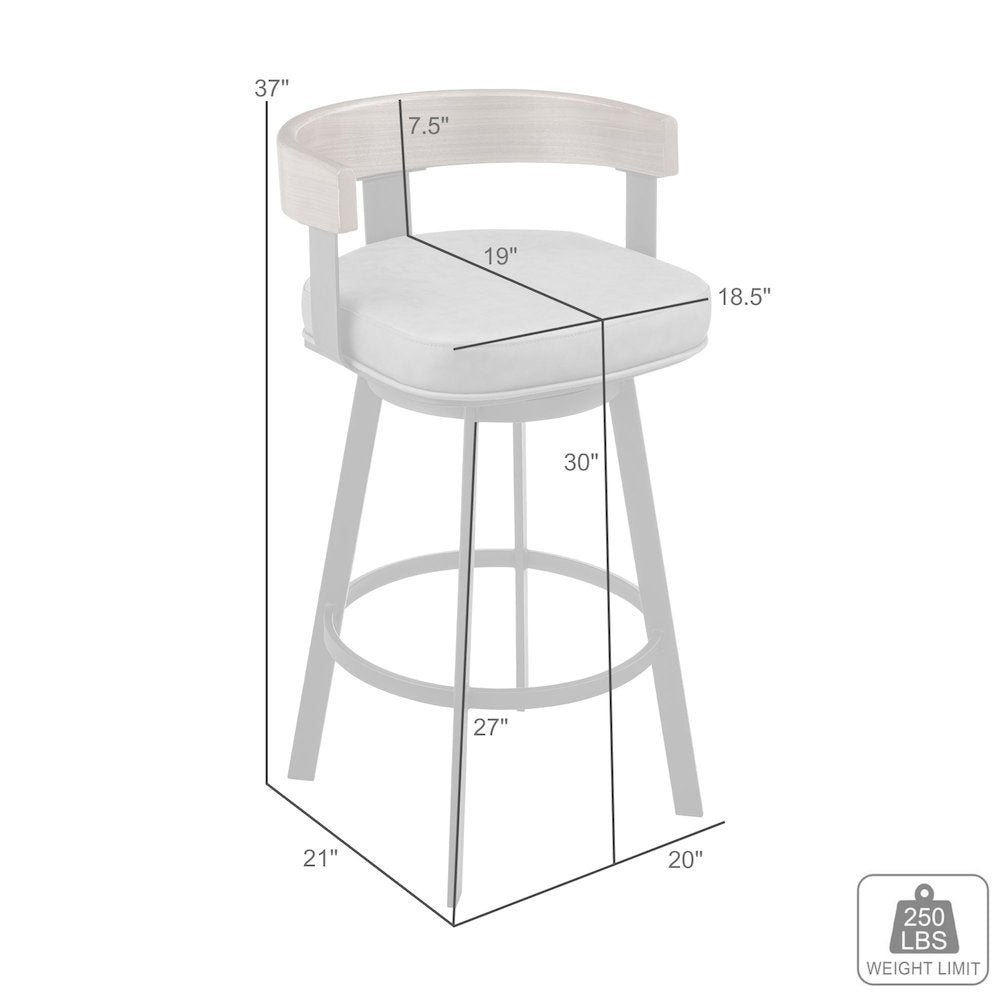 30" Swivel Bar Stool in Black Iron with Black Walnut Finish
