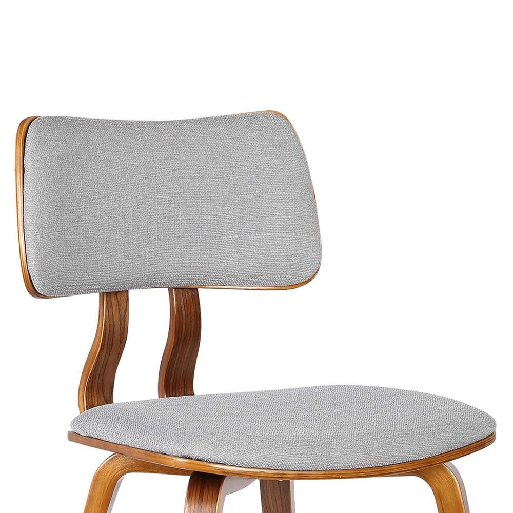 Mid-Century Walnut Dining Chair with Gray Fabric and Butterfly Design