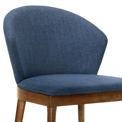 Juno Blue Fabric and Walnut Wood Dining Side Chairs - Set of 2