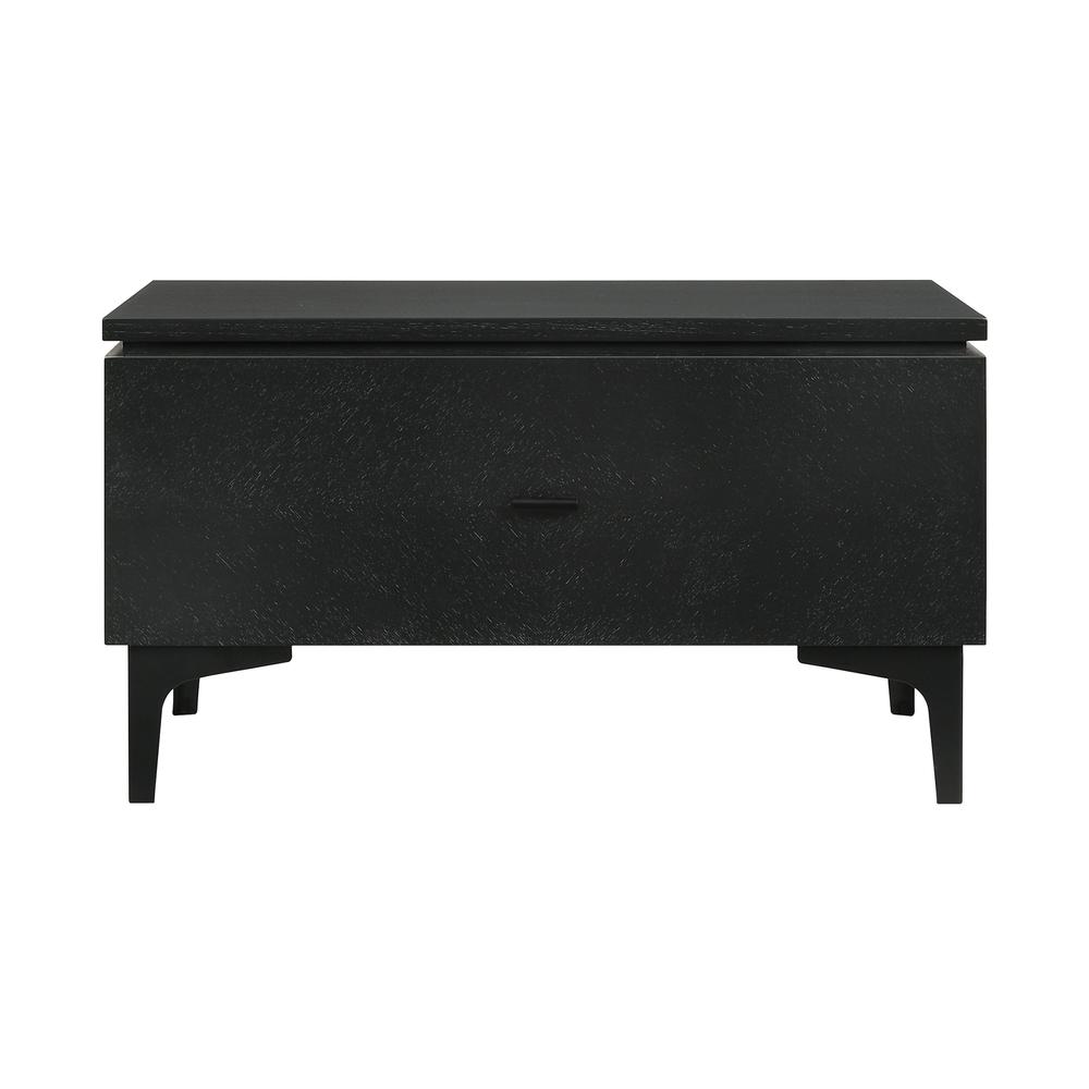 Legend Black Glaze Ash Veneer 1 Drawer Nightstand with Metal Legs