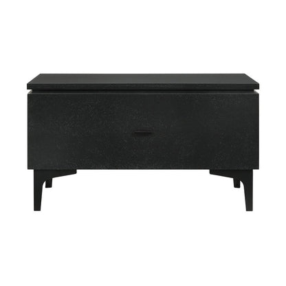 Legend Black Glaze Ash Veneer 1 Drawer Nightstand with Metal Legs