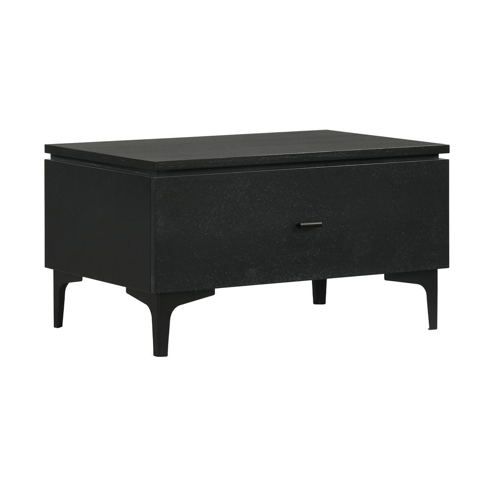 Legend Black Glaze Ash Veneer 1 Drawer Nightstand with Metal Legs