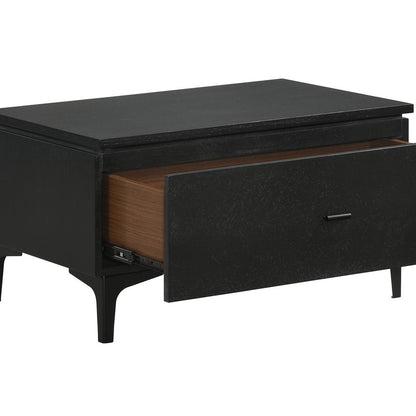 Legend Black Glaze Ash Veneer 1 Drawer Nightstand with Metal Legs