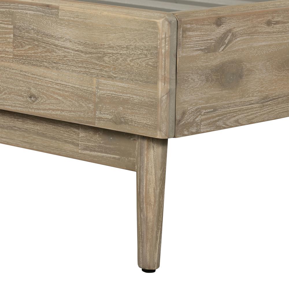 Baly Acacia Mid-Century Gray Sandblast Platform King Bed