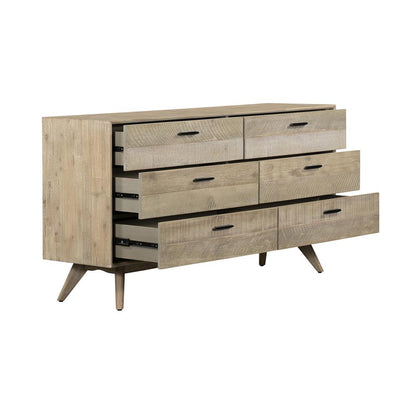 Baly Acacia Mid-Century 6 Drawer Dresser