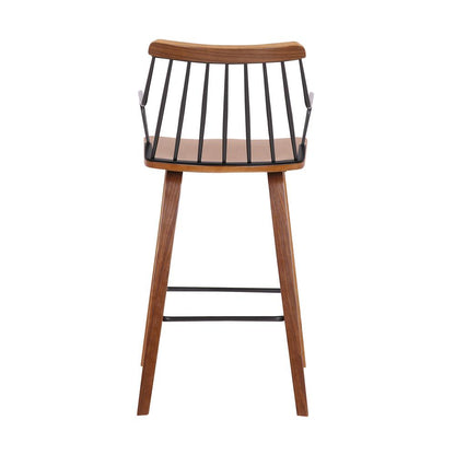 Micah Walnut and Metal Modern 26" Counter Height Bar Stool, WALNUT