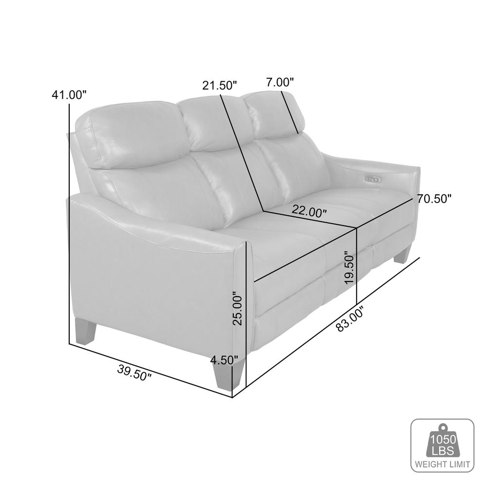 Milos 83" Zero Gravity Power Reclining Sofa in Light Gray Leather