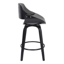 Swivel Counter Bar Stool with Black Brush Wood and Grey Faux Leather