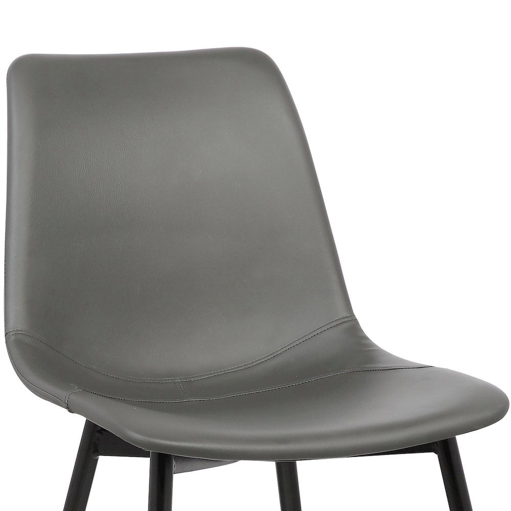 Gray Faux Leather Dining Chair with Black Powder-Coated Metal Legs