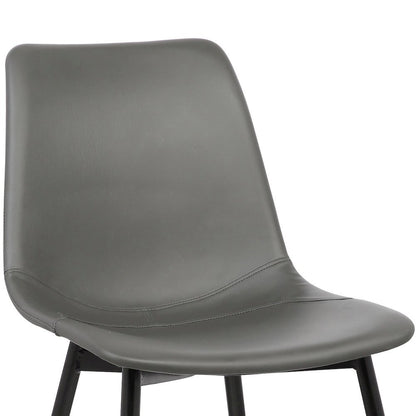 Gray Faux Leather Dining Chair with Black Powder-Coated Metal Legs