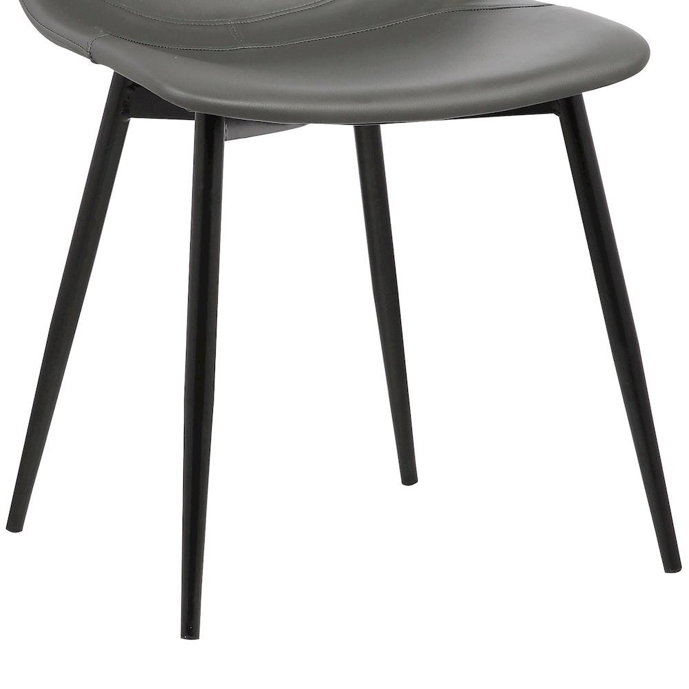 Gray Faux Leather Dining Chair with Black Powder-Coated Metal Legs