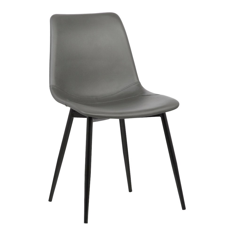 Gray Faux Leather Dining Chair with Black Powder-Coated Metal Legs