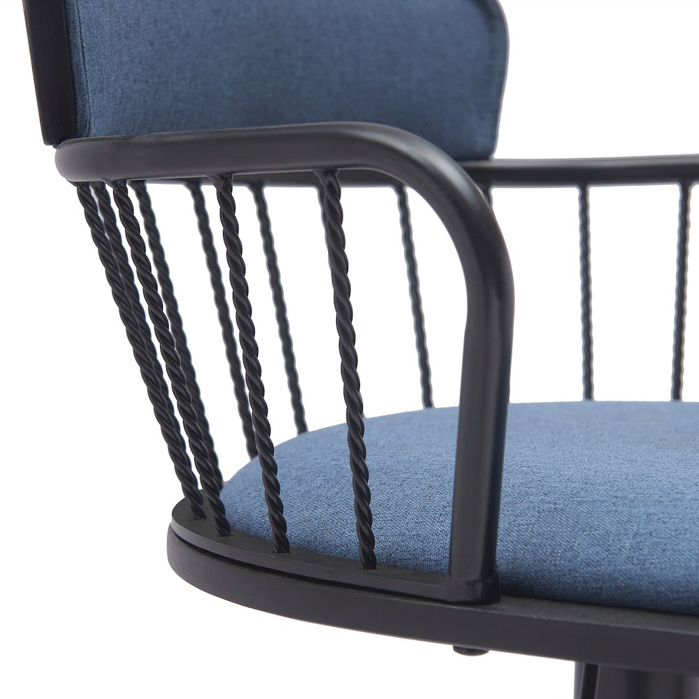 Nash Upholstered Wood Adjustable Bar Stool with Black Metal Base