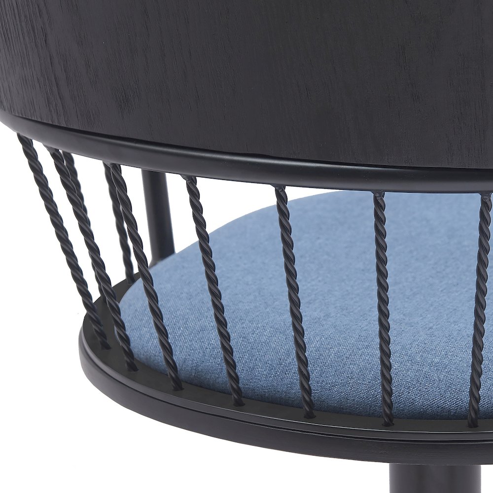 Nash Upholstered Wood Adjustable Bar Stool with Black Metal Base