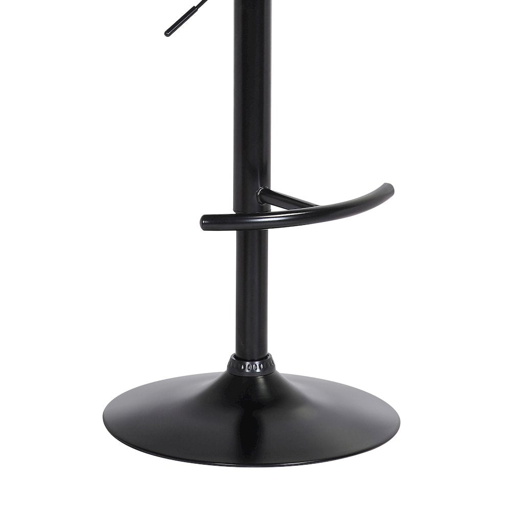 Nash Upholstered Wood Adjustable Bar Stool with Black Metal Base