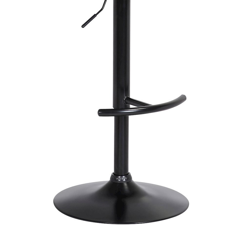 Nash Upholstered Wood Adjustable Bar Stool with Black Metal Base