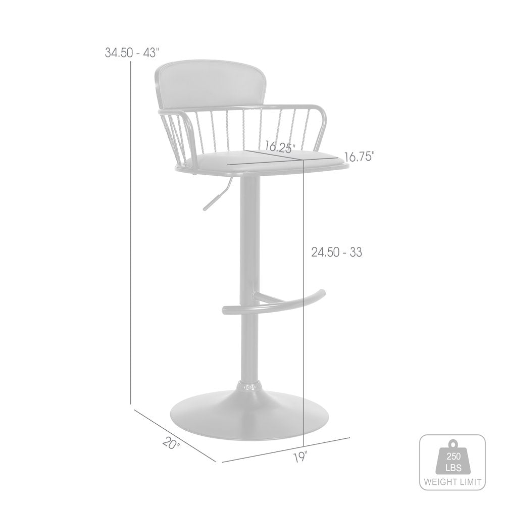 Nash Upholstered Wood Adjustable Bar Stool with Black Metal Base