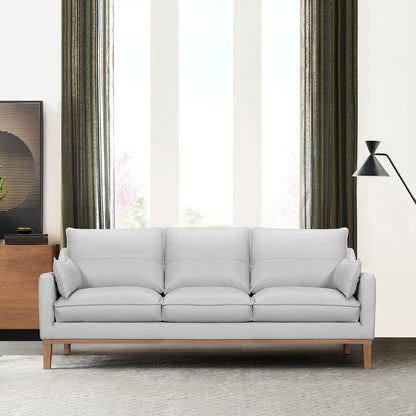 Pompeii 87" Dove Gray Leather Sofa