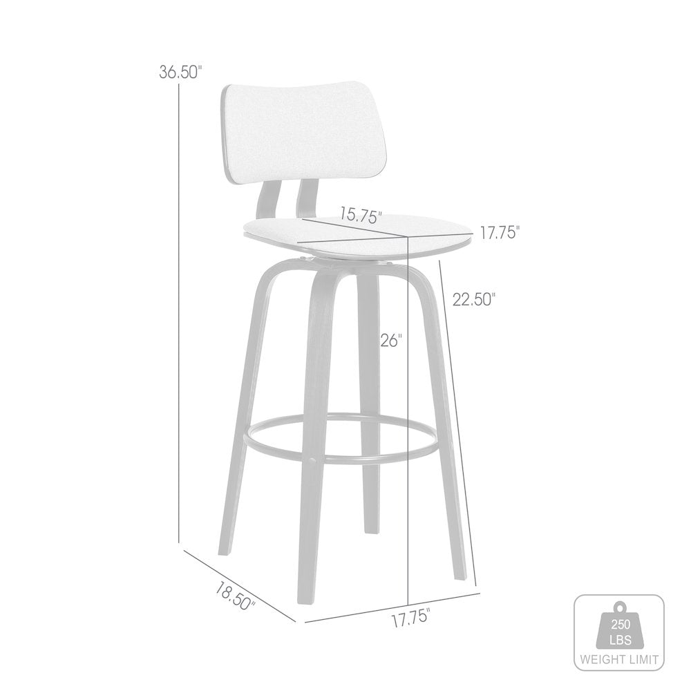 Pico Upholstered Wood Swivel Bar or Counter Stool