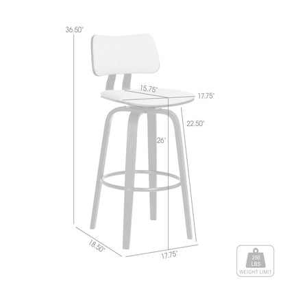 Pico Upholstered Wood Swivel Bar or Counter Stool