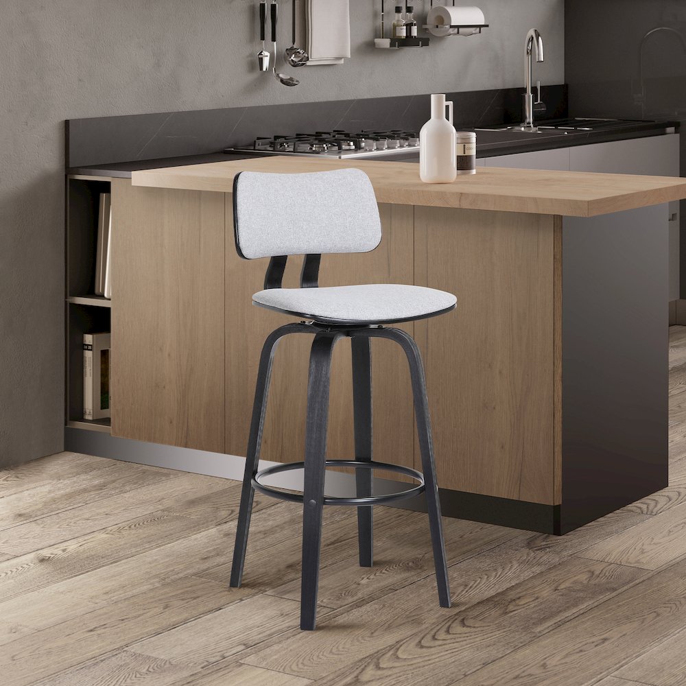 Pico Upholstered Wood Swivel Bar or Counter Stool