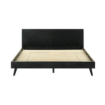 Petra King Platform Wood Bed Frame in Black Finish