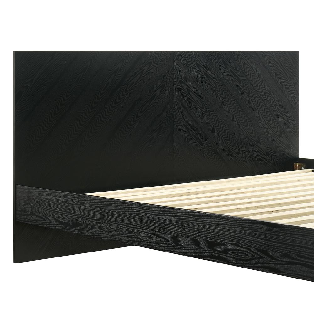 Petra King Platform Wood Bed Frame in Black Finish