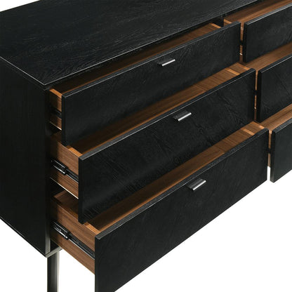 Petra 6 Drawer Wood Dresser in Black Finish