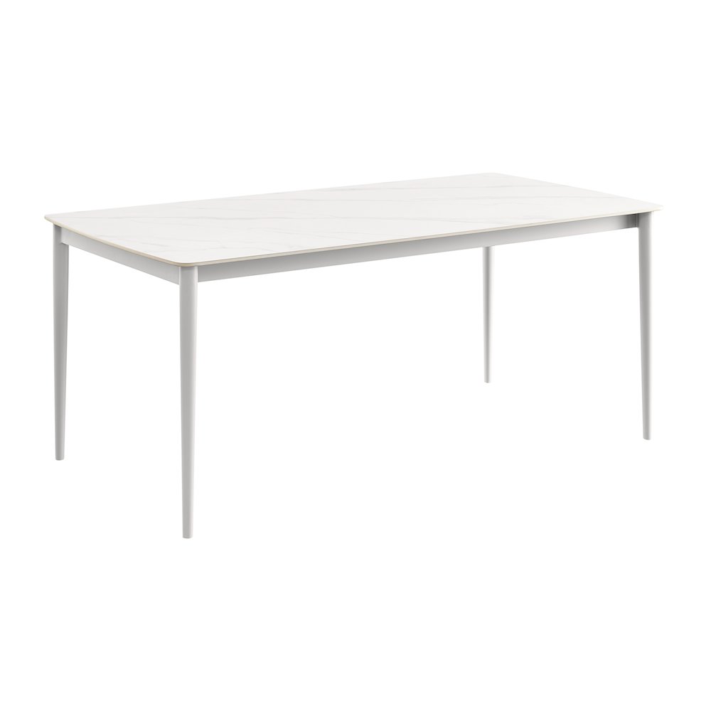 Outdoor Patio Rectangular Dining Table in Snowy Sintered Stone