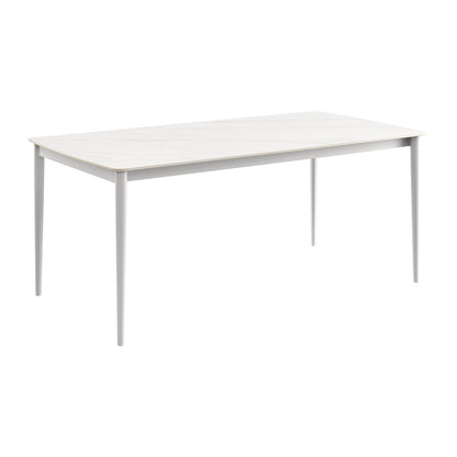 Outdoor Patio Rectangular Dining Table in Snowy Sintered Stone