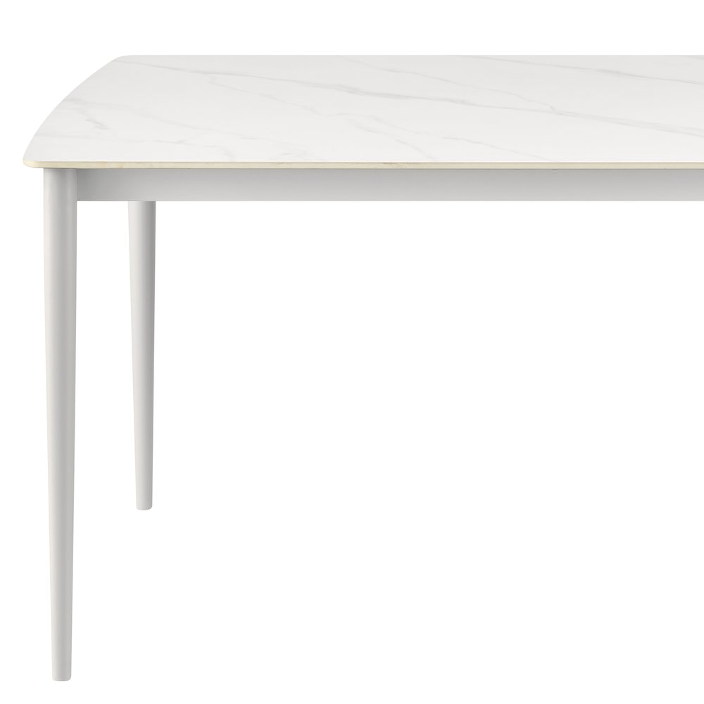Outdoor Patio Rectangular Dining Table in Snowy Sintered Stone