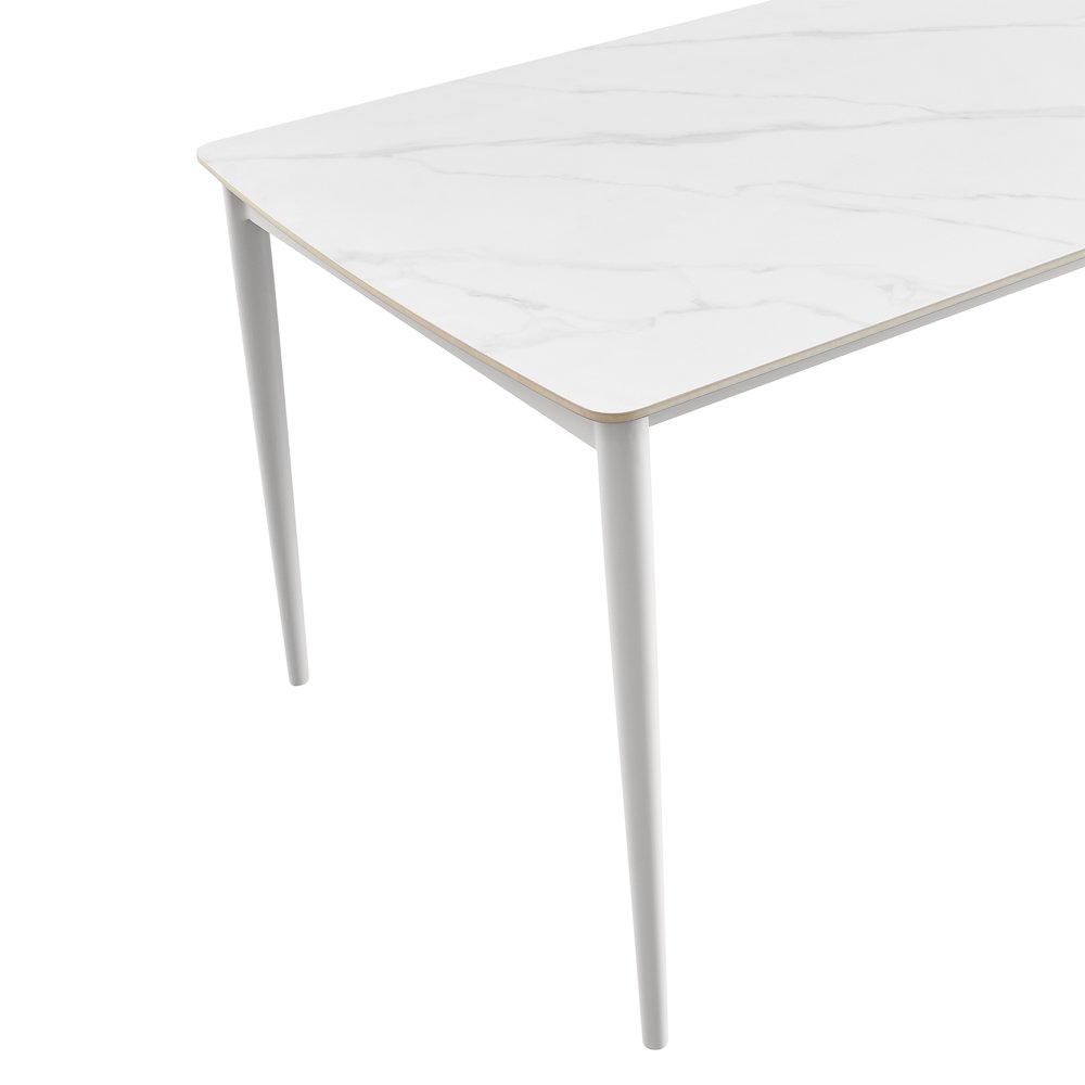 Outdoor Patio Rectangular Dining Table in Snowy Sintered Stone