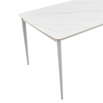Outdoor Patio Rectangular Dining Table in Snowy Sintered Stone