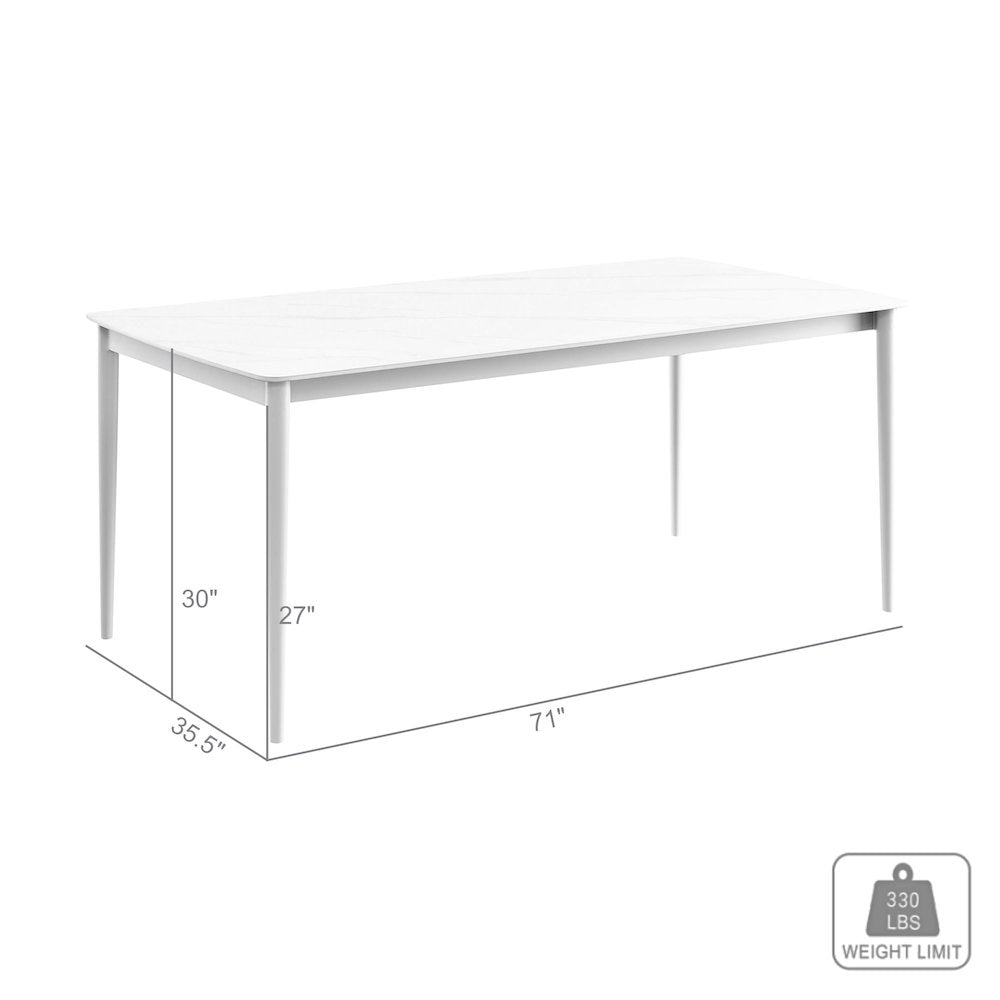 Outdoor Patio Rectangular Dining Table in Snowy Sintered Stone