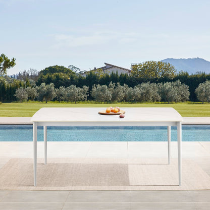 Outdoor Patio Rectangular Dining Table in Snowy Sintered Stone