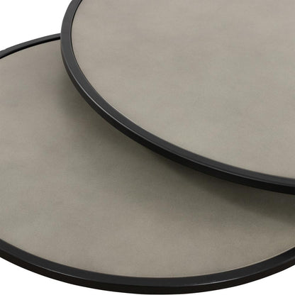 Rina Concrete and Black Metal 2 Piece Nesting Coffee Table Set