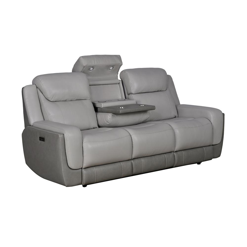 87" Zero Gravity Power Reclining Sofa with Dropdown Console in Silver
