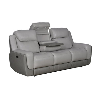 87" Zero Gravity Power Reclining Sofa with Dropdown Console in Silver