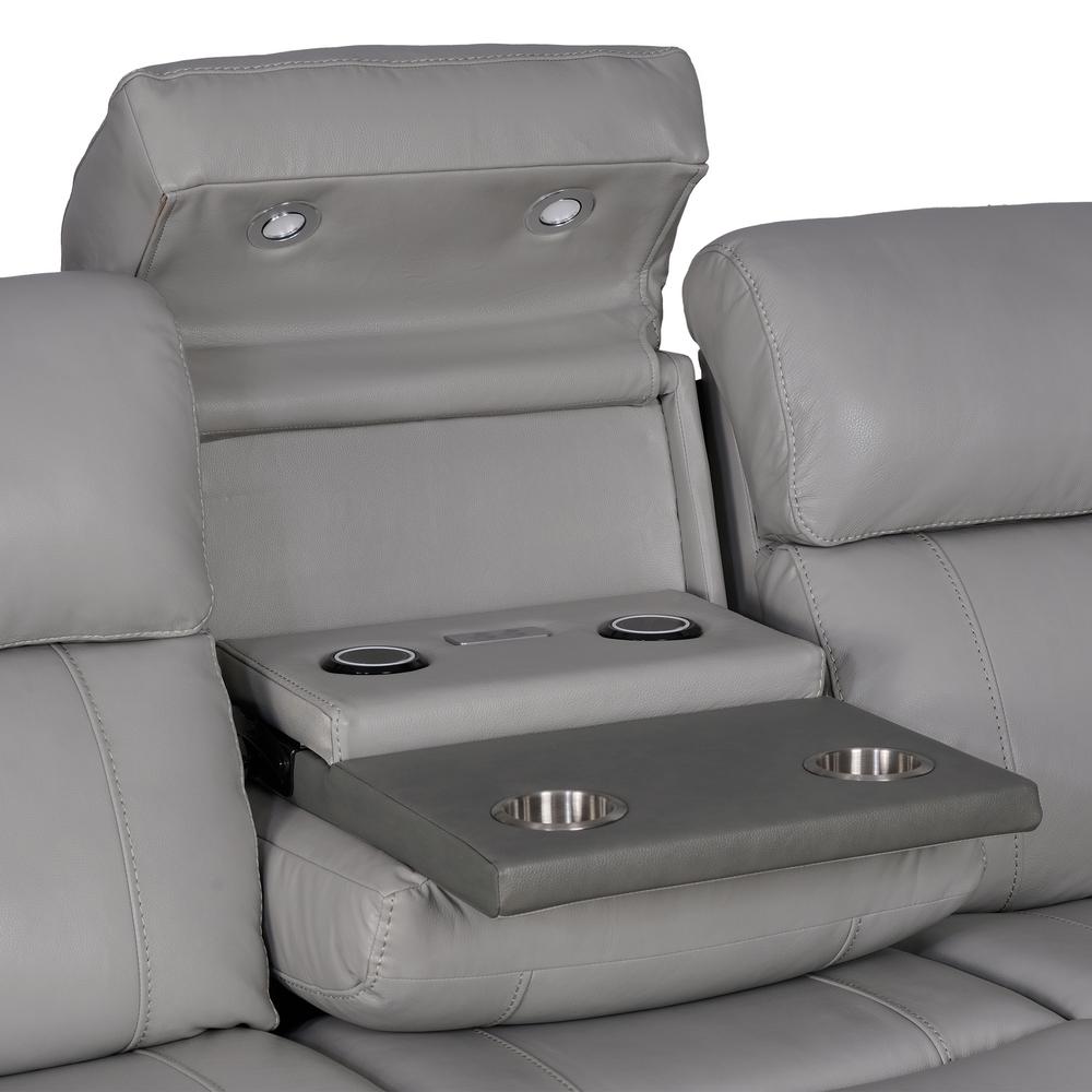 87" Zero Gravity Power Reclining Sofa with Dropdown Console in Silver