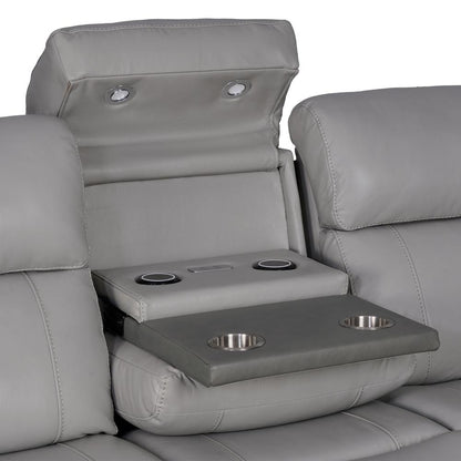 87" Zero Gravity Power Reclining Sofa with Dropdown Console in Silver