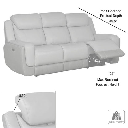 87" Zero Gravity Power Reclining Sofa with Dropdown Console in Silver