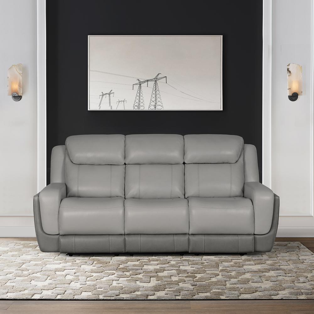 87" Zero Gravity Power Reclining Sofa with Dropdown Console in Silver