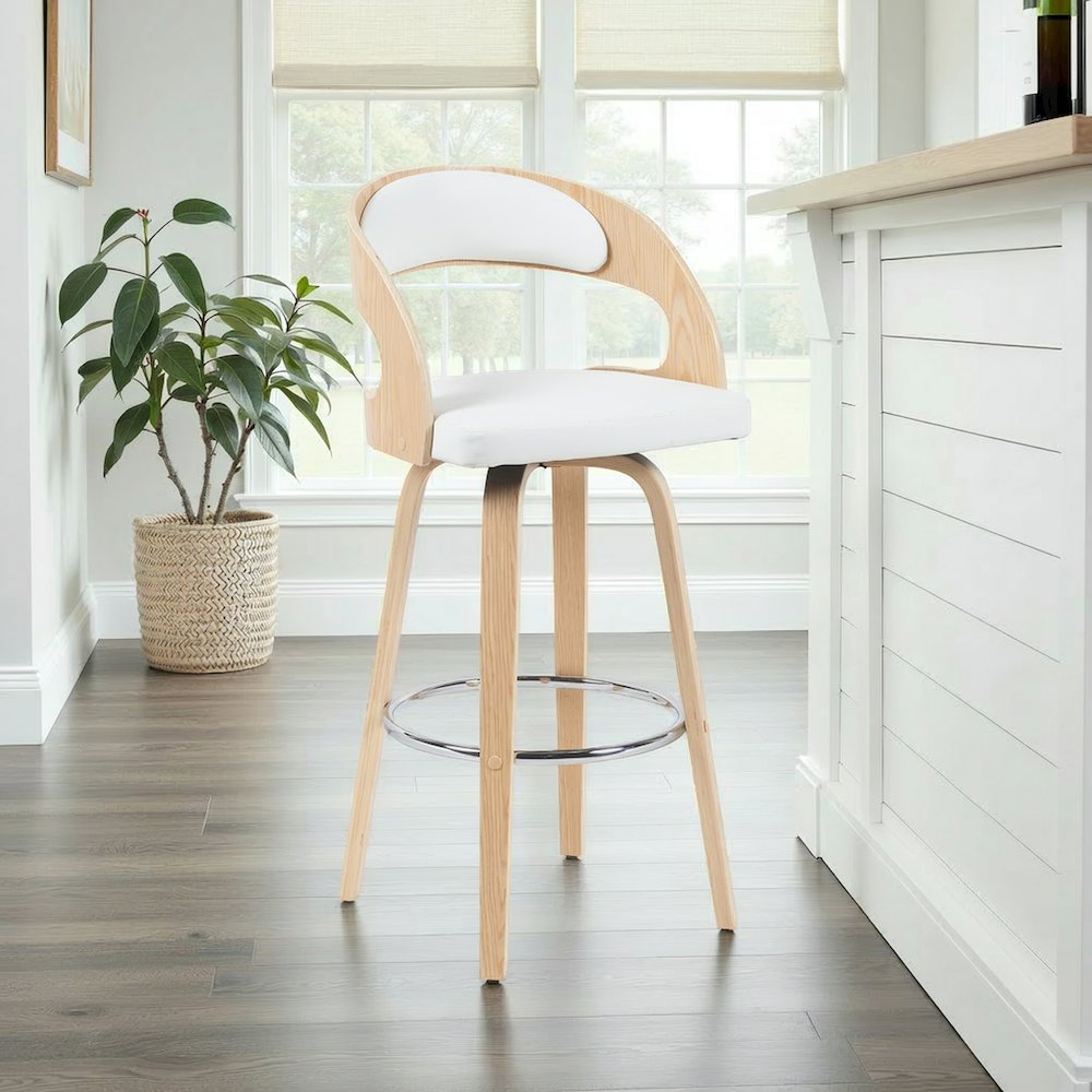 Bar Height Swivel Stool in Patterned Oak Finish