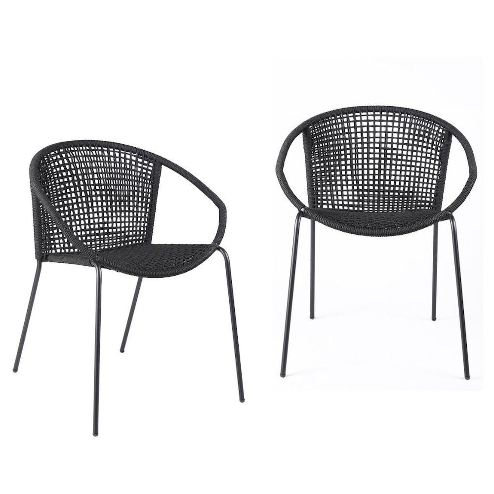 Outdoor Dining Chairs – Patio Chairs Set of 2, Stackable Steel Frame